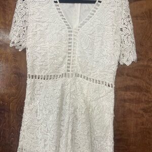 She + Sky Ivory Lace Romper